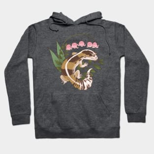 African Fat-Tailed Gecko with Lily of the Valley Hoodie